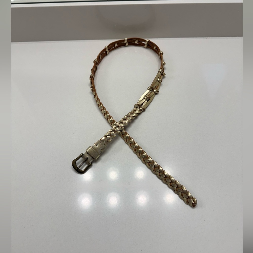 Genuine Leather Women's Braided Belt in  Gold 💛